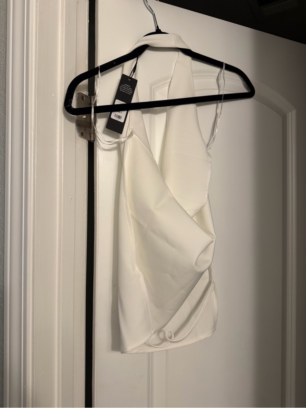 Cowl Neck Halter Top - White - Picture 2 of 4
